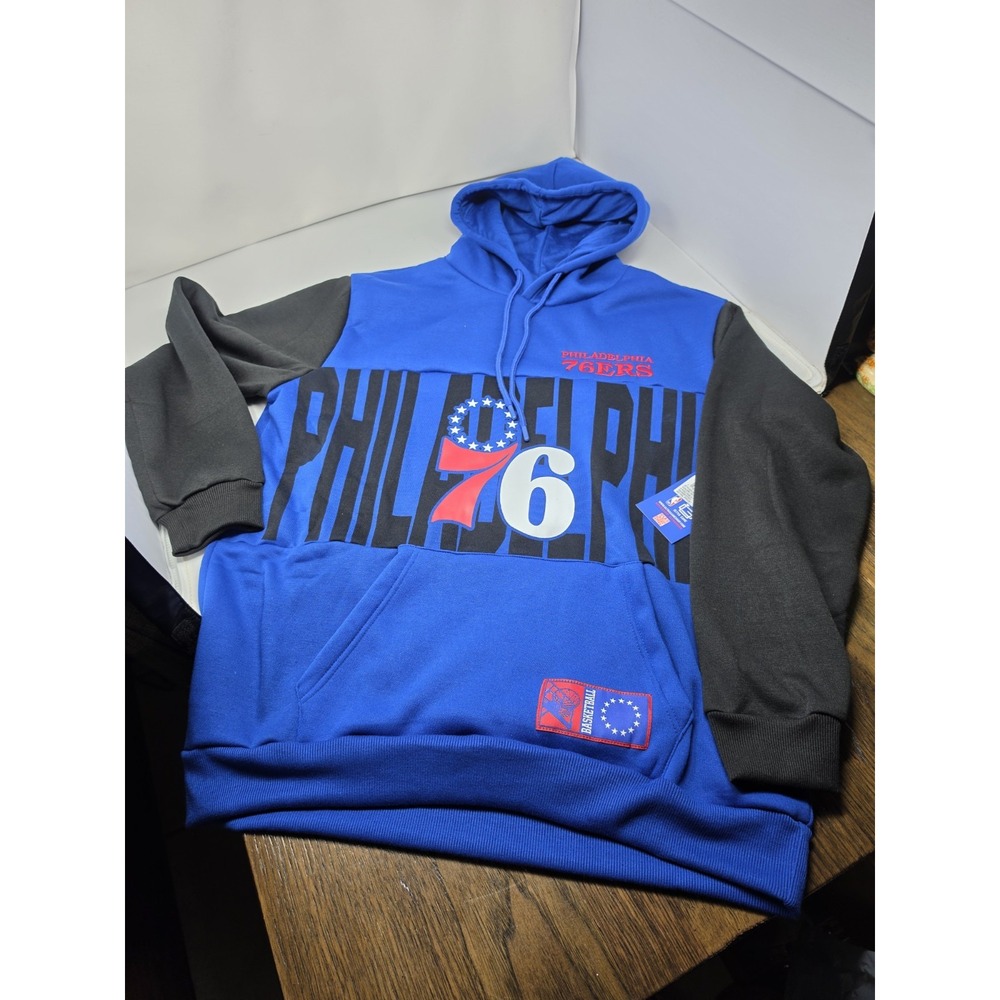 Men's Philadelphia 76ers NBA Ultra Game Blue/Black Hoodie Size L NWT